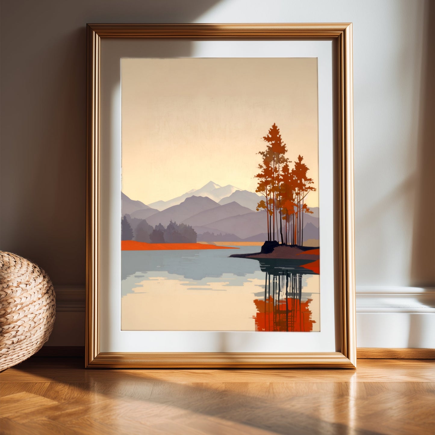 Autumnal Minimalist Mountain & River Landscape Prints Bundle Of 4 - Palette Pad