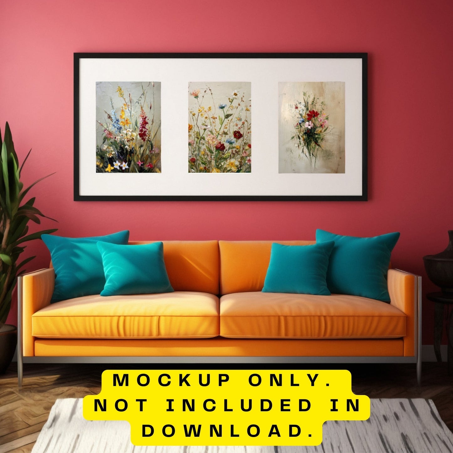 Black Background Vintage Botanical Wildflower Printable Floral Wall Art - Palette Pad