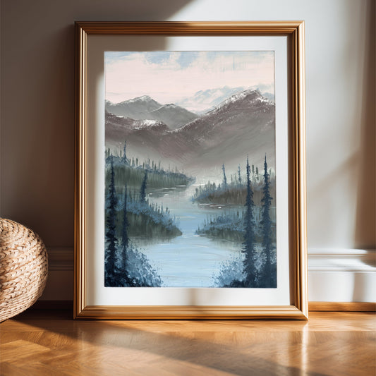 Bundle Of 4 Minimalist Mountain & River Landscape Prints - Palette Pad