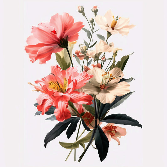 Classic Pink Vintage Botanical Wildflowers Printable Art - Palette Pad