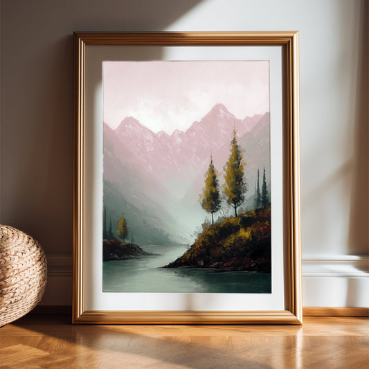 Minimalist Nature Landscape Prints – Mountains, Trees & Rivers - Palette Pad