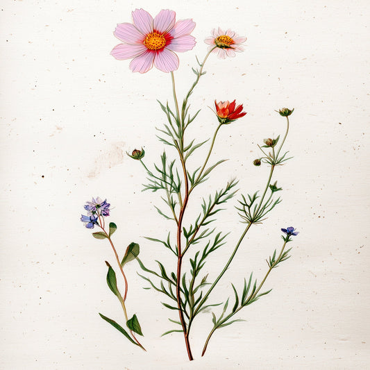 Minimalist Pink Distressed Botanical Vintage Wildflower - Palette Pad