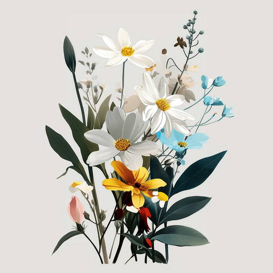 Subtle Blue Vintage Wildflower Antique Botanical Printable Floral Wall Art - Palette Pad