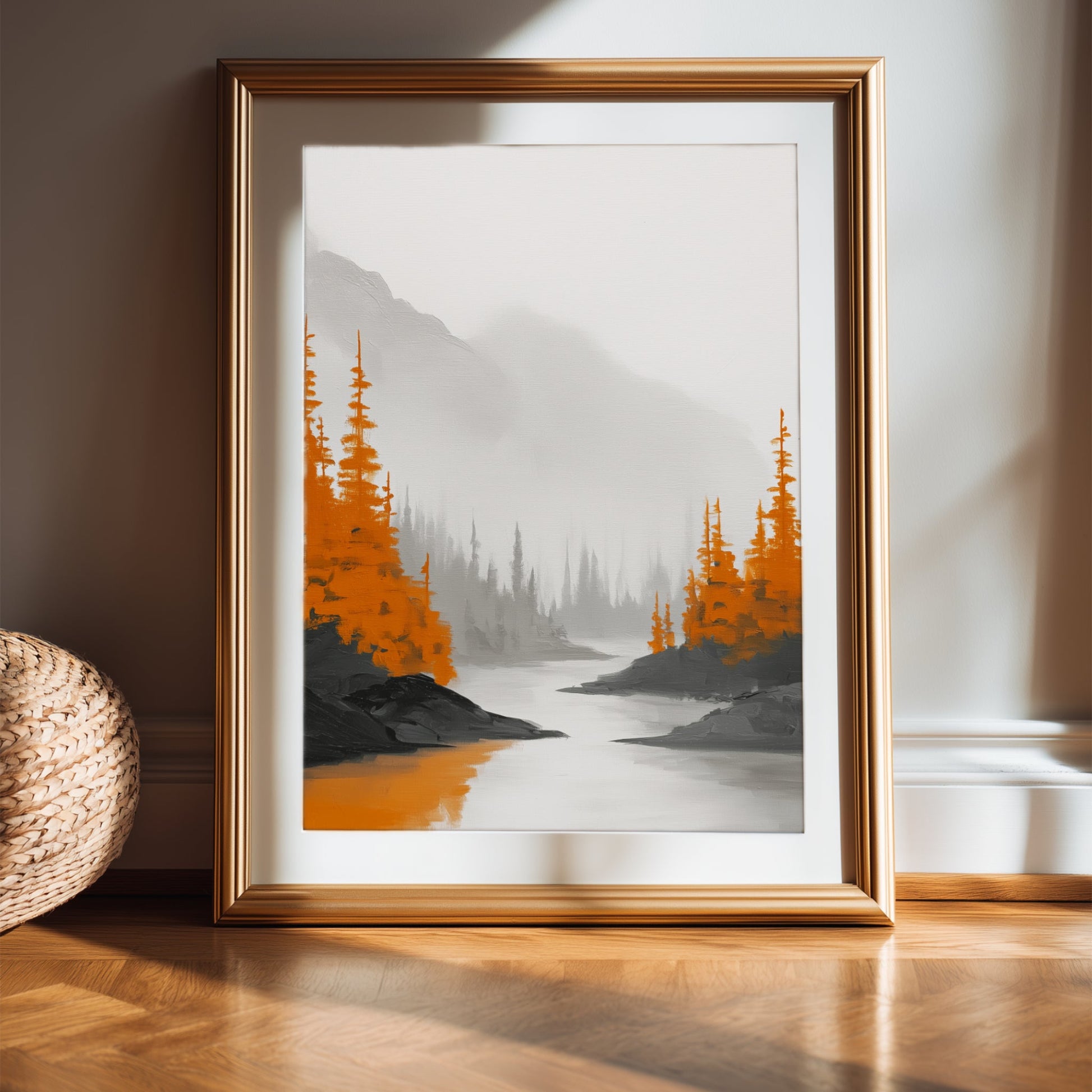 Autumnal Minimalist Mountain & River Landscape Prints Bundle Of 4 - Palette Pad