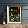 Black Background Vintage Botanical Wildflower Printable Floral Wall Art - Palette Pad
