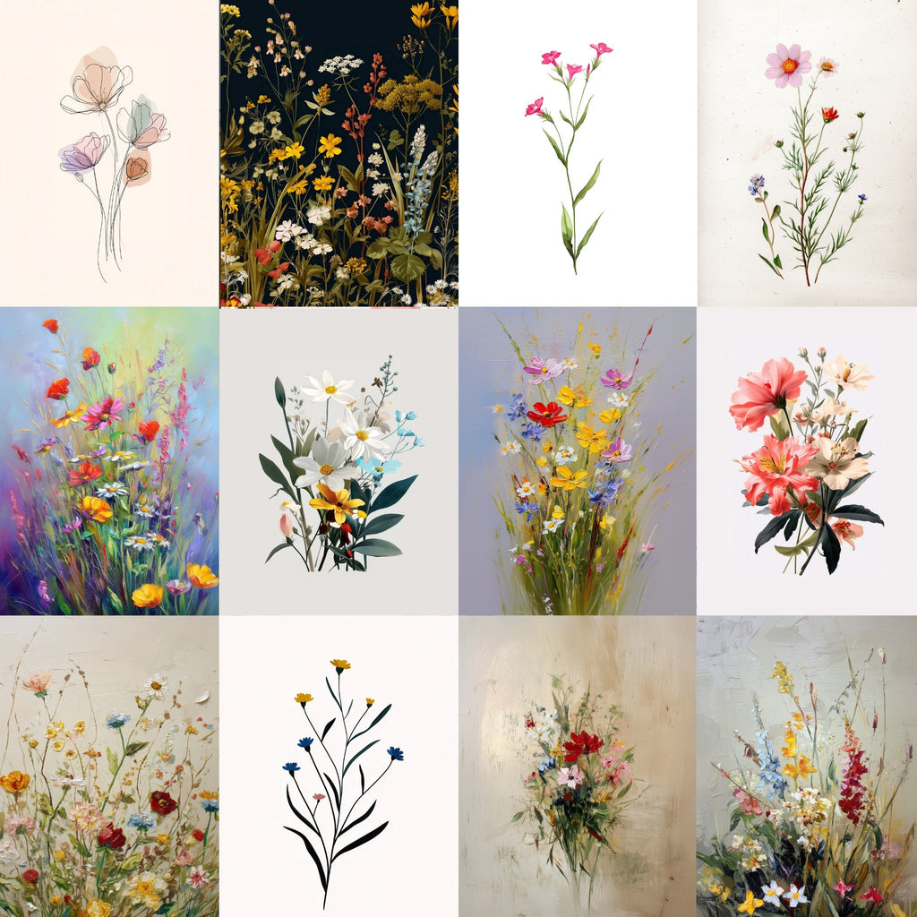 Bundle of 12 Vintage Botanical Wildflowers - Palette Pad