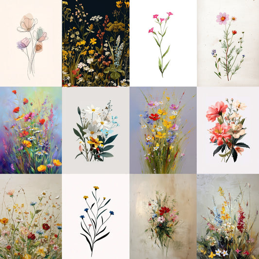 Bundle of 12 Vintage Botanical Wildflowers - Palette Pad