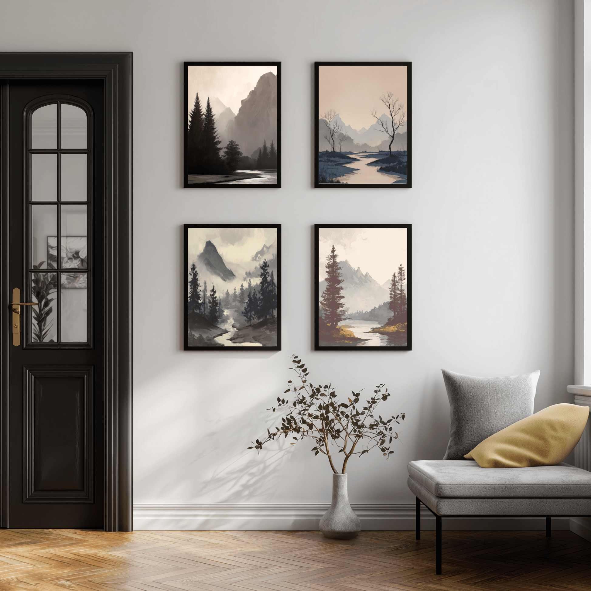 Bundle Of 4 Minimalist Landscape Nature Wall Art - Palette Pad