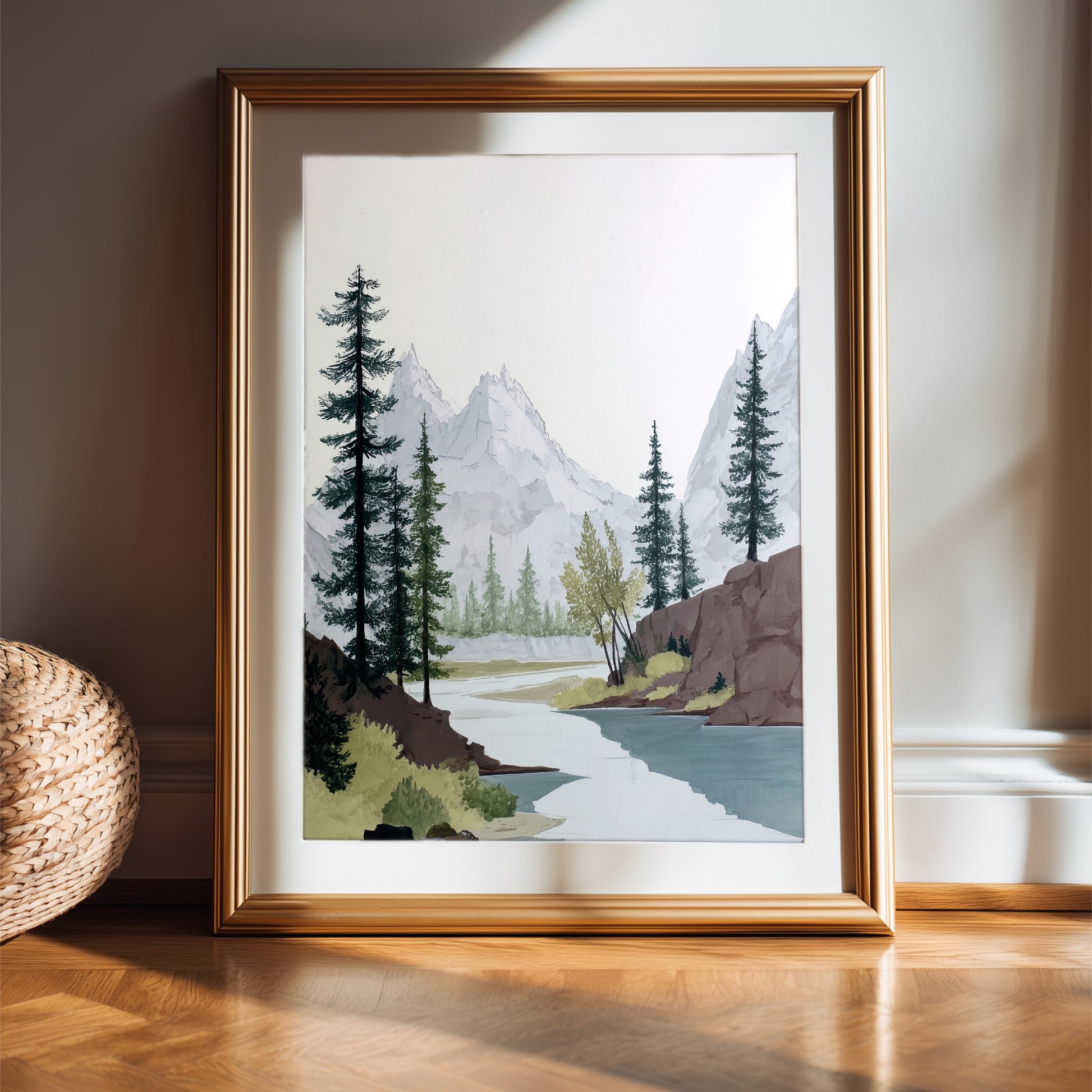 Bundle Of 4 Minimalist Mountain & River Landscape Prints - Palette Pad