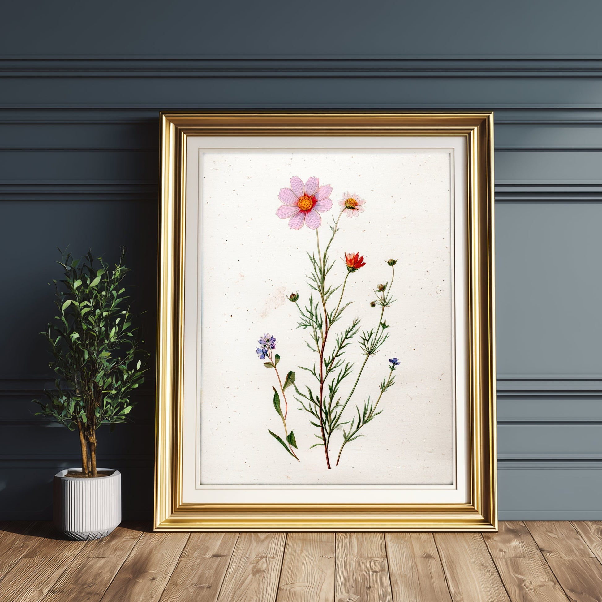 Minimalist Pink Distressed Botanical Vintage Wildflower - Palette Pad