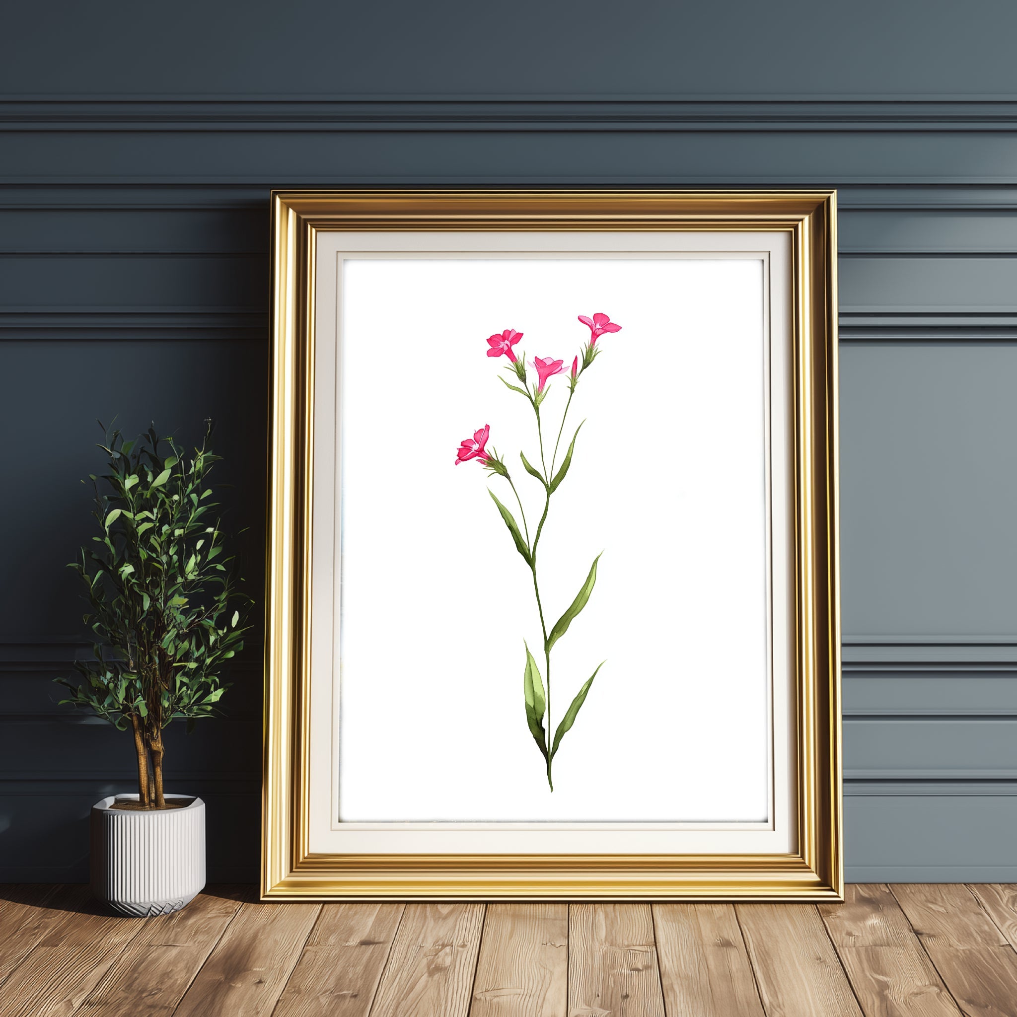 Minimalist Pink Wildflower Botanical Digital Download - Palette Pad