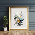 Subtle Blue Vintage Wildflower Antique Botanical Printable Floral Wall Art - Palette Pad