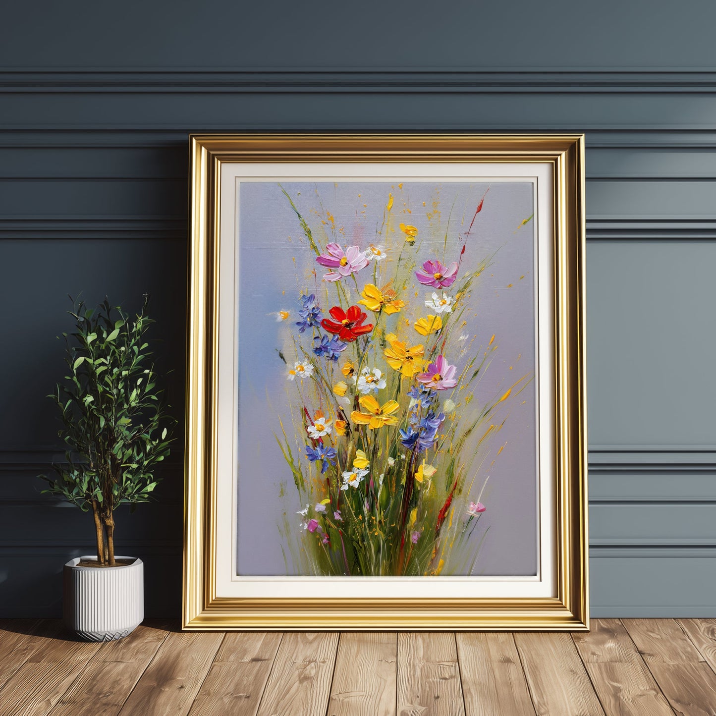 Vibrant Vintage Botanical Wildflower Oil Painting Digital Download - Palette Pad