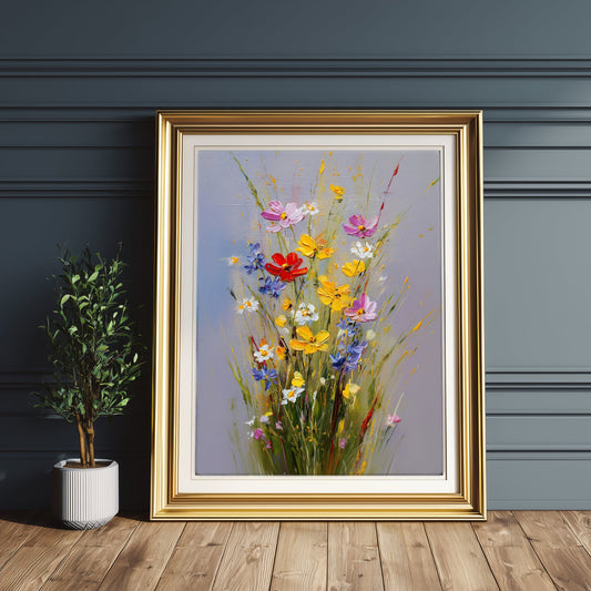 Vibrant Vintage Botanical Wildflower Oil Painting Digital Download - Palette Pad